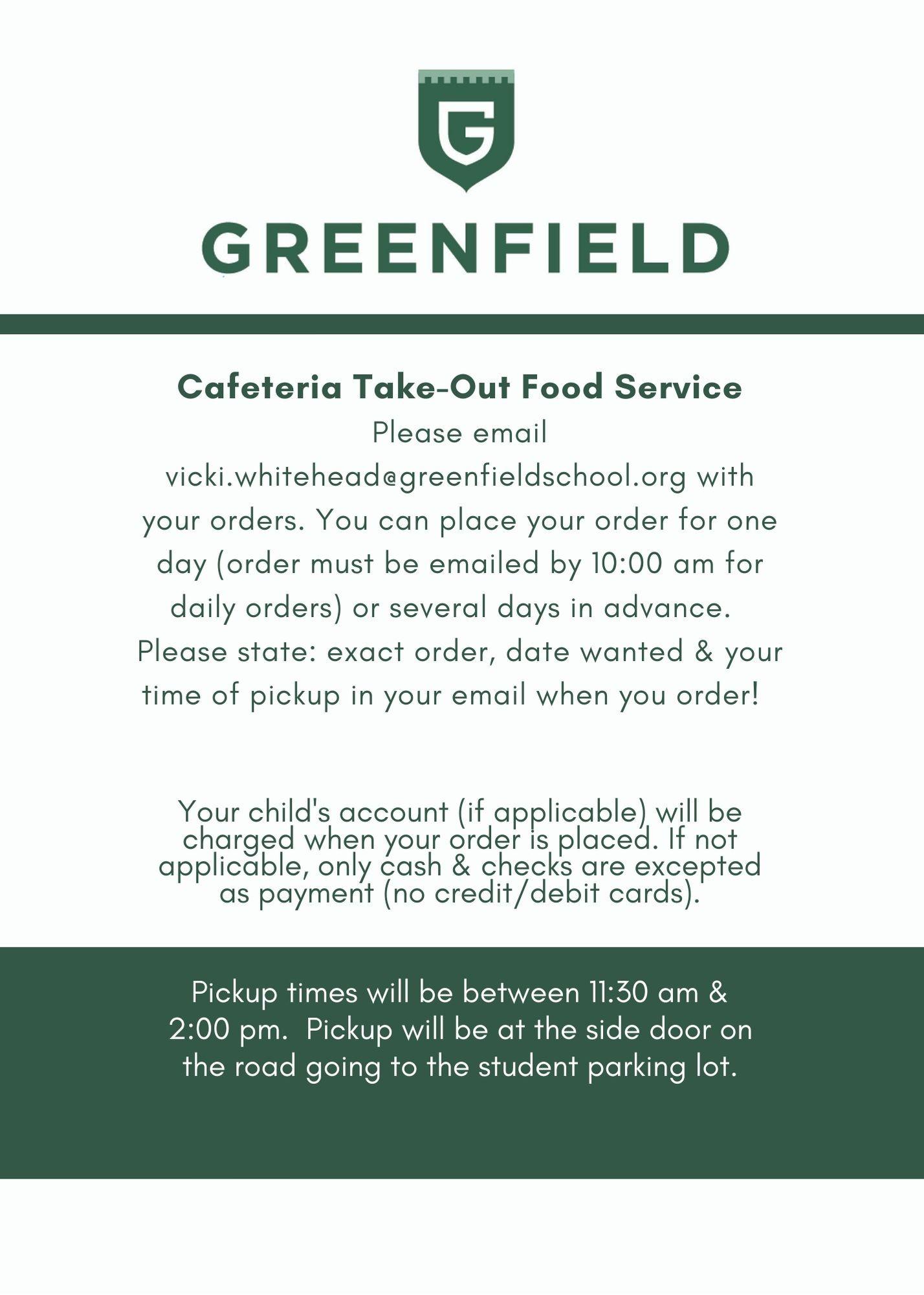 Greenfield Cafe To-Go Meals